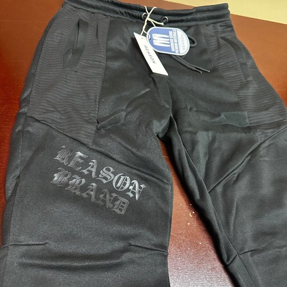 Reason Mens Black Adjustable Waist Pockets Tapered Leg Jogger Pants Size L XL - Picture 3 of 6